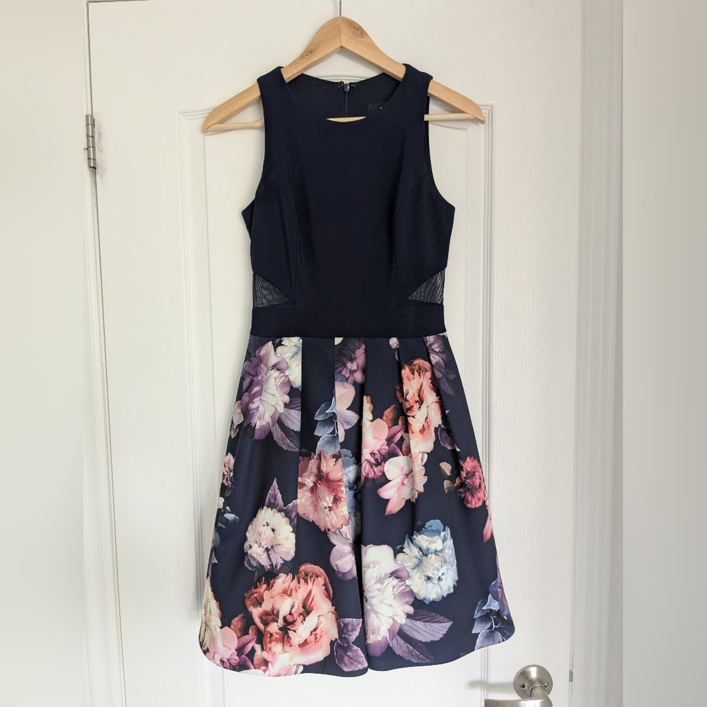 Floral Navy Sleeveless Dress